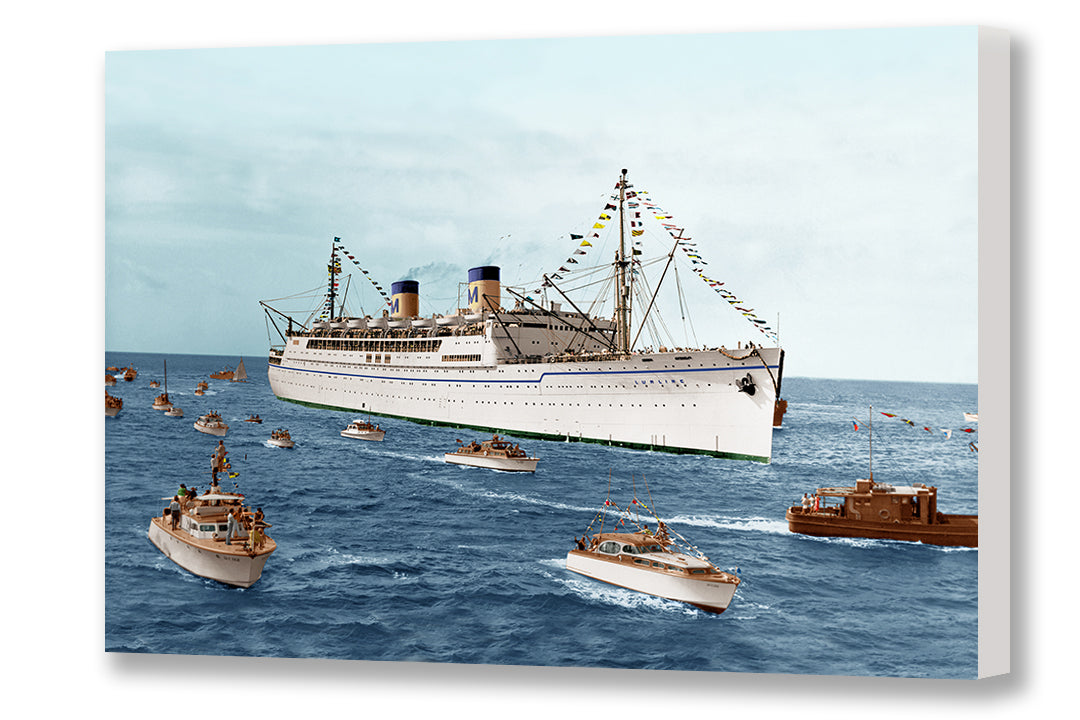 S.S. Lurline Arrival Honolulu, Matson Lines Photograph, 1950s