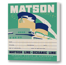Load image into Gallery viewer, Stateroom Baggage Tag Green, Matson Lines, 1930s