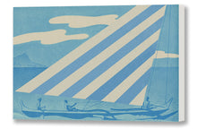 Load image into Gallery viewer, Blue Outrigger Canoe Illustration, 1930s