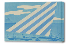 Load image into Gallery viewer, Blue Outrigger Canoe Illustration, 1930s