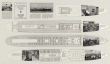Load image into Gallery viewer, Unfolded brochure of the S.S. Matsonia cruise ship cabin plan. There are drawings of all the ship decks and layouts, including photographs and text descriptions.