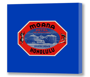 Moana Hotel Honolulu Luggage Tag, Blue