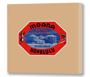 Moana Hotel Honolulu Luggage Tag, Beige