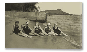 Beach Girls in Bathing Caps, Photograph, 1920's