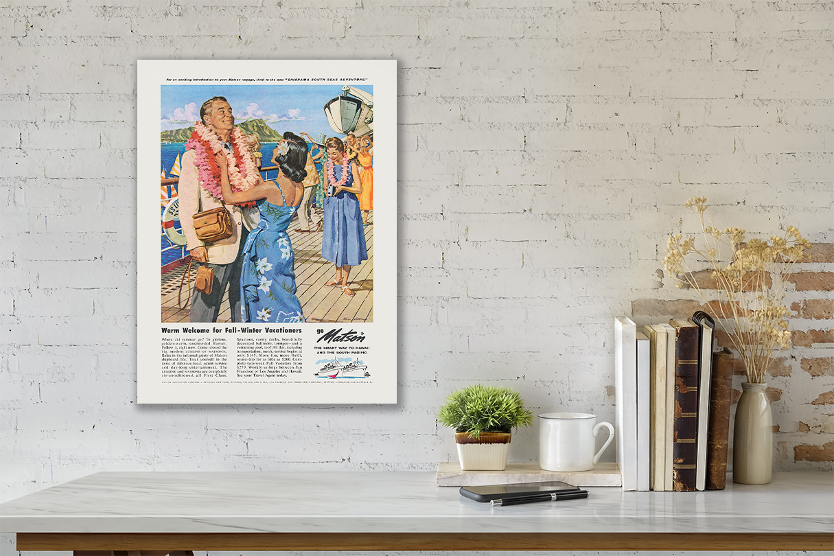 A Warm Welcome, Matson Lines Advertisement, 1958 A Warm Welcome, Matson Lines Advertisement, 1958