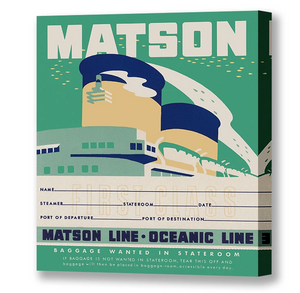 Stateroom Baggage Tag Green, Matson Lines, 1930s